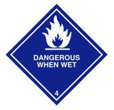 Class 4 Dangerous When Wet ADR Packaging Label